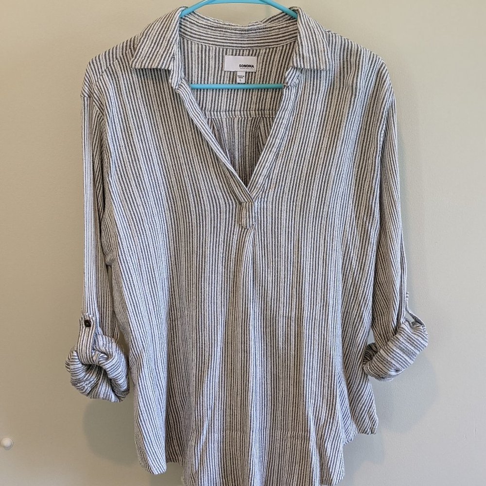 Womens collared striped work shirt